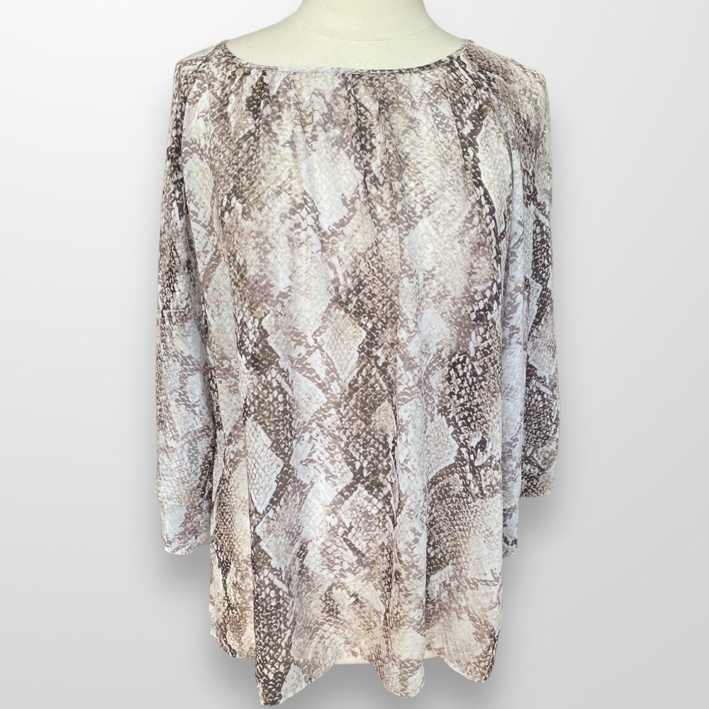 Chico's Woman's Size 2 Medium‎ Blouse Top Shirt Cold Shoulder Lightweight Gold